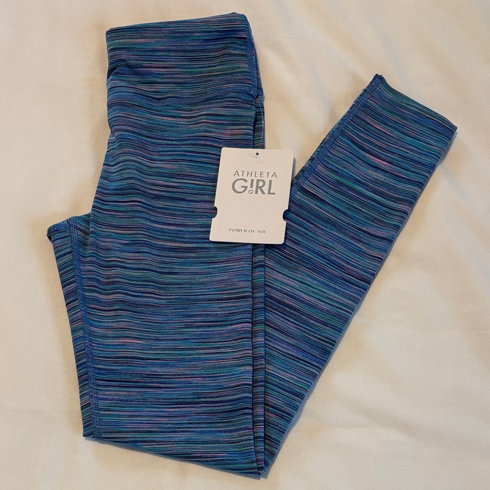 NWT Athleta Girl High Rise Chit Chat Tight Striped Leggings Large 12 Girls